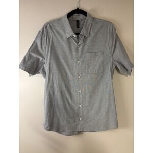 Lululemon Men's Gray Short Sleeve Button Up Shirt Size L